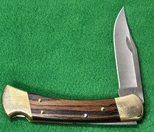 Vintage Buck 110 Folding Hunter Pocketknife - Wood Handle - Unused - 1974 USA picture