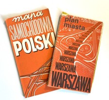 Two Vintage Polish Maps; Mapa Samochodowa Polski & Plan Miasta Warszawa picture