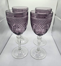 Cristal d’Arques Antique Amethyst Purple Water Goblets Set of 4 Clear Stem picture
