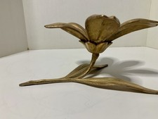 Vintage Brass Lotus Flower Ashtray Removable Petals MCM Lily Hollywood Regency picture