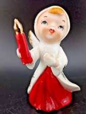 Vintage Napco Christmas Angel w Candle Figurine Japan MCM Ceramic Christmas picture
