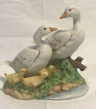 Vintage HOMCO 1459 Figurine Duck Goose Family 3 Babies Porcelain picture