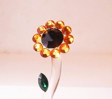 Vintage Glass Baron Miniature Crystal Sunflower Figurine picture