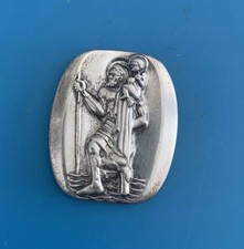 Vintage M. DE JEAN STERLING SILVER St. Christopher religious plaque 21 gram picture