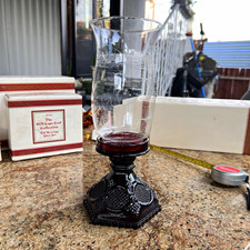 Avon 1876 Cape Cod Hurricane Candle Holder Clear/Red Glass 12