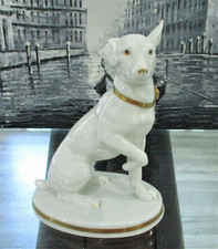 Rare Antique Art Deco Porcelain Dog Figurine Metzler & Ortloff 1930. Germany picture