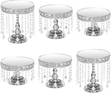 Elegant 6-Piece Silver Cake Stand Set with Crystal for Weddings & Parties picture