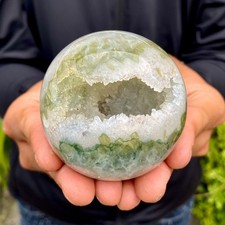 298G Natural Agate Open Smile Sphere Amethyst Geode Healing Wealth Crystal Deco picture