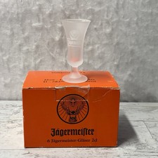 Jagermeister Shot Glass Set of 6 Frosted Stemmed Cordial Footed Party Time picture