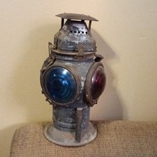 Vintage CHICAGO Adlake - Non-Sweating Railroad Switch Lamp Train Red Blue 4 Lens picture