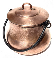 Vintage French Copper Pot Cauldron Hammered Tin Lined Pierre Vergnes 5.5lbs picture