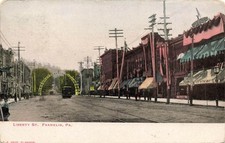 1906 PENNSYLVANIA POSTCARD: TROLLEY ON LIBERTY ST., FRANKLIN, PA UND/B picture