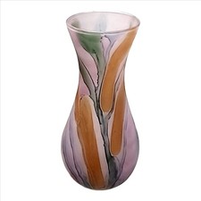 Handpainted Large Art Vase Rueven Frosted Striped Glass Nouveau 7.5 X 4.25 picture