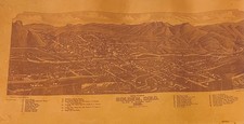 RARE ANTIQUE LEATHER LITHOGRAPH GOLDEN COLORADO BIRDS EYE VIEW 1882 COORS BEER picture