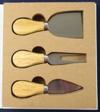 NEW 3 Pc. Cheese Knife Set, Includes Flat Blade Knife, Cheese Fork & Spade Knife picture