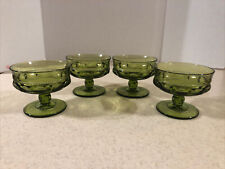INDIANA GLASS GREEN KINGS CROWN THUMBPRINT SHERBERT DISHES   SET OF 4 picture
