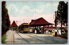 Postcard Kingston Point Park Trolley Line Terminal Kingston N.Y. *2066 picture