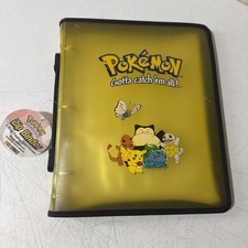 Vintage 2000 Pokemon 3 Ring TCG Zip Binder Translucent Yellow ToySite w/ Tags picture