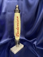 BUDWEISER Lg Signature Vintage Style Antique White Beer tap Handle *NEW* picture