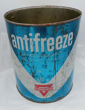 Vintage Conoco Antifreeze Oil Can 1 Gallon Empty Blue No Top picture