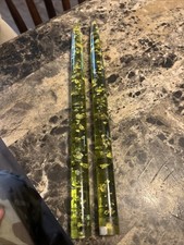 Vintage Lucite Confetti Taper Candles Green w Gold Flecks 12” picture