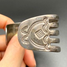 Vintage Navajo Native Indian Hand Stampwork Silver Cuff Bracelet 6-3/8