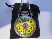 Vintage 16s Westclox Pocket Watch Superman Ad Theme Dial & Case Runs Well. picture