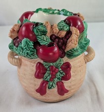 Partylite Balsam Pine Apple Basket Votive Candle Holder Holiday HOLLY Christmas picture