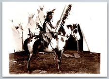 Oglala Sioux Warrior Continental Postcard by Azusa 1991 Unused 4x6 picture