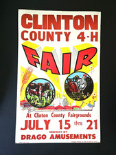 Vintage Clinton County Fair Poster – 4-H - Triangle Poster Co, Drago Amusements picture