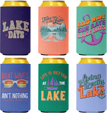 Lake Can Cooler Sleeves Lake Vacation Essentials 6 Pack Beer Cozy Bulk Funny ... picture