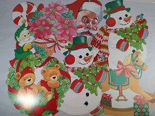 Vintage Christmas Paper Die Cut Decorations Hanging Double Sided 1980s Lot 7 Mix picture