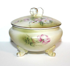 Vintage Nippon Japan Porcelain Footed Powder Trinket Box Vanity Decor CC1 picture