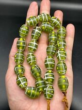 BEAUTIFUL VINTAGE 4 strips Green and white Glass beads necklace picture