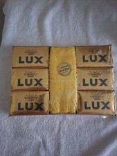 VINTAGE LUX FOIL WRAPPED BATH SOAP 6 BARS & 1 YELLOW CANNON GUEST TOWEL SEALED picture