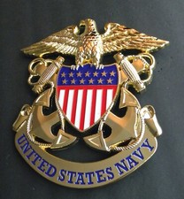 Navy USN Large Cutout 3-D Honor Medallion 6.25 inches Metal Enamel picture