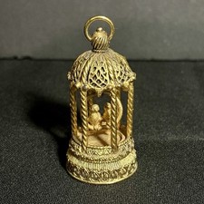 Vintage Toujours Moi Corday Gold Gilt Cage LOVE BIRDS Perfume Compact Pendant picture