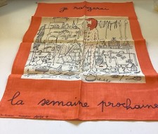 VTG 1960s JACQUES CHARMOZ  “I’ll Tidy Up. Next Week” 100% Linen France Brand New picture