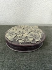 Genuine Purple Incolay Stone Handmade Oval Floral Trinket Box with Floral Lid picture
