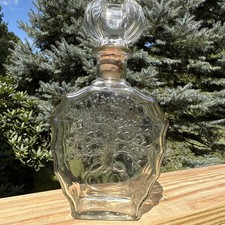 Vintage 1935-1964 Liquor Bottle Decanter Embossed Tree Glass Stopper Federal Law picture