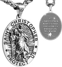Saint Christopher Necklace St Christopher Medal Bless Safety Religious Pendant G picture