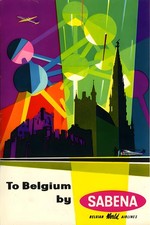 📺 To Belgium by Sabena (1960s) Travel Poster 24x36” - Rare Reprint 🤯💯 picture