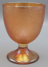 Vtg Jeanette MARIGOLD Iridescent Crackle Carnival Glass Goblet Tumbler Footed picture