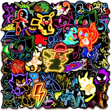 Pokemon Stickers 50 Pack Pack Glossy Neon Decal Sticker Set Smaller Variation picture