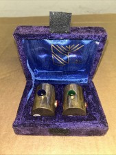 Vintage Alef Judaica Brass Jeweled Cabochon Brass Candlestick Holders India picture