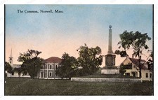 Norwell Massachusetts 1910s Town Common Obelisk Church Standard Postcard picture