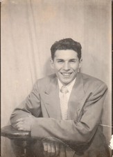 Vintage Photo Booth 1940s Handsome Man Oversized Suit Necktie Fashion American picture