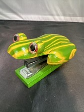 Vintage Wooden Frog Stapler Green/Yellow picture