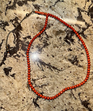 Antique Mediterranean Red Coral Misbaha Subha Silver Tassel Carved Imam 52.05g picture