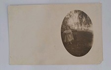 Postcard Real Photo Little Girl Dress In Garden C1900's picture